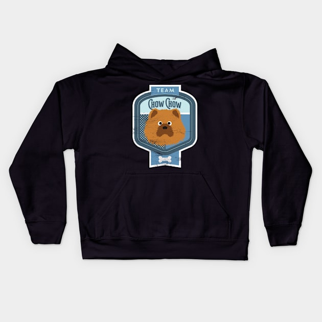 Team Chow Chow - Distressed Chow Chow Beer Label Kids Hoodie by DoggyStyles